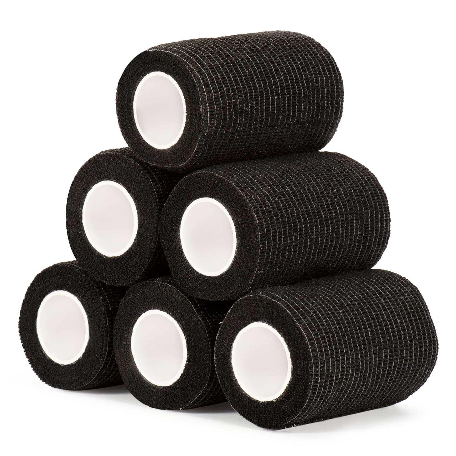 Sponsored Ad – Cohesive Bandage Wrap 7.5cm, Self Adherent Vet Wrap Self Adhesive Bandage Tape for Wrist & Ankle Sprain Swelling Breathable Elastic Pet Bandage Tattoo Grip Cover Black (6 Roll)
