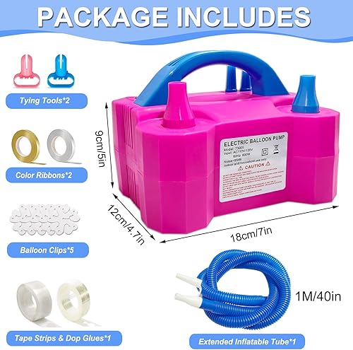 Miniatura 3 de Bomba de globo eléctrica, portátil, eléctrica de doble boquilla, inflador de globo para decoraciones de fiestas, baby shower, boda, cumpleaños,