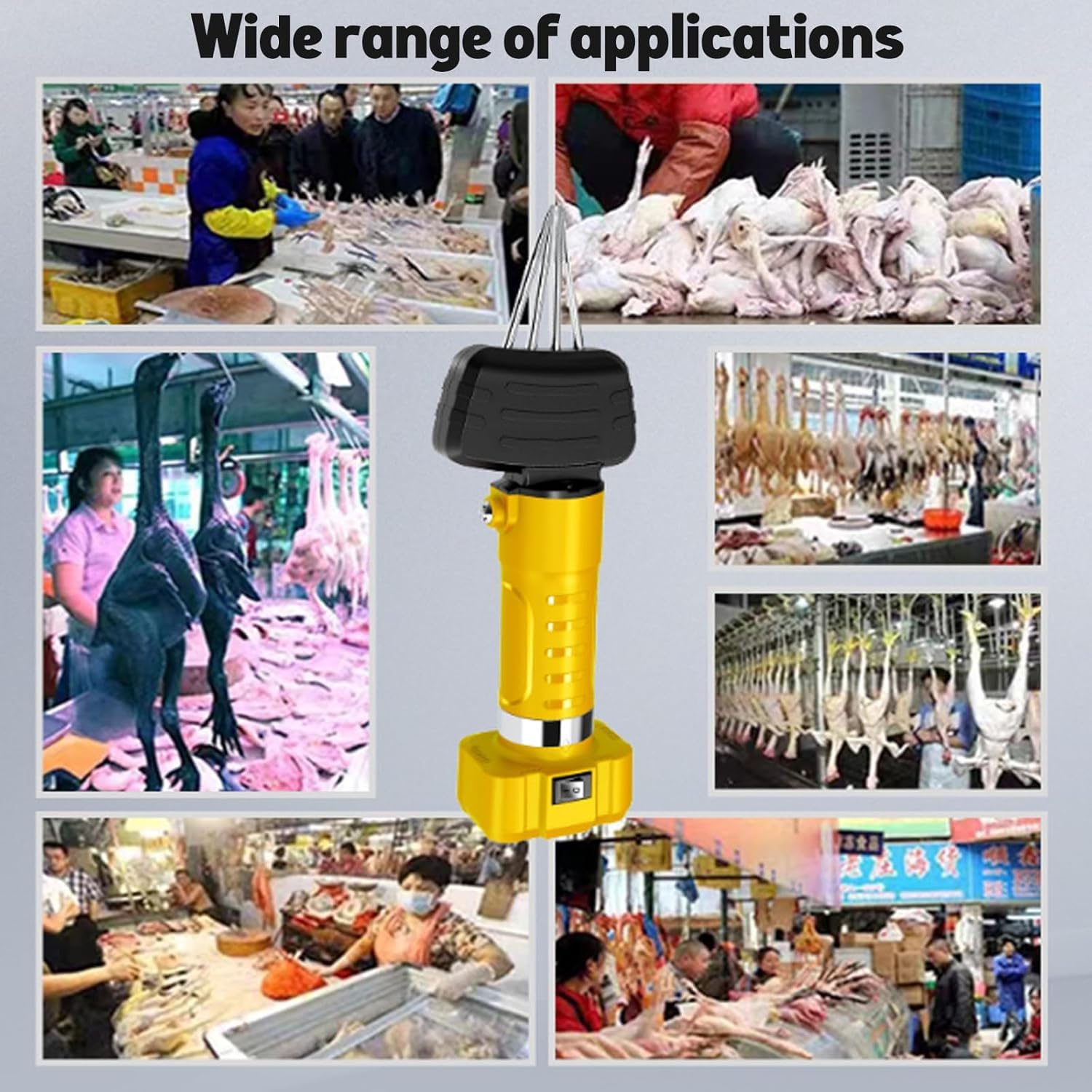 Máquina eléctrica para desplumar pollos, removedor de plumas de aves de corral con huecos ajustables, recargable y enchufable, para desplumar rápidamente pollos, patos, gansos