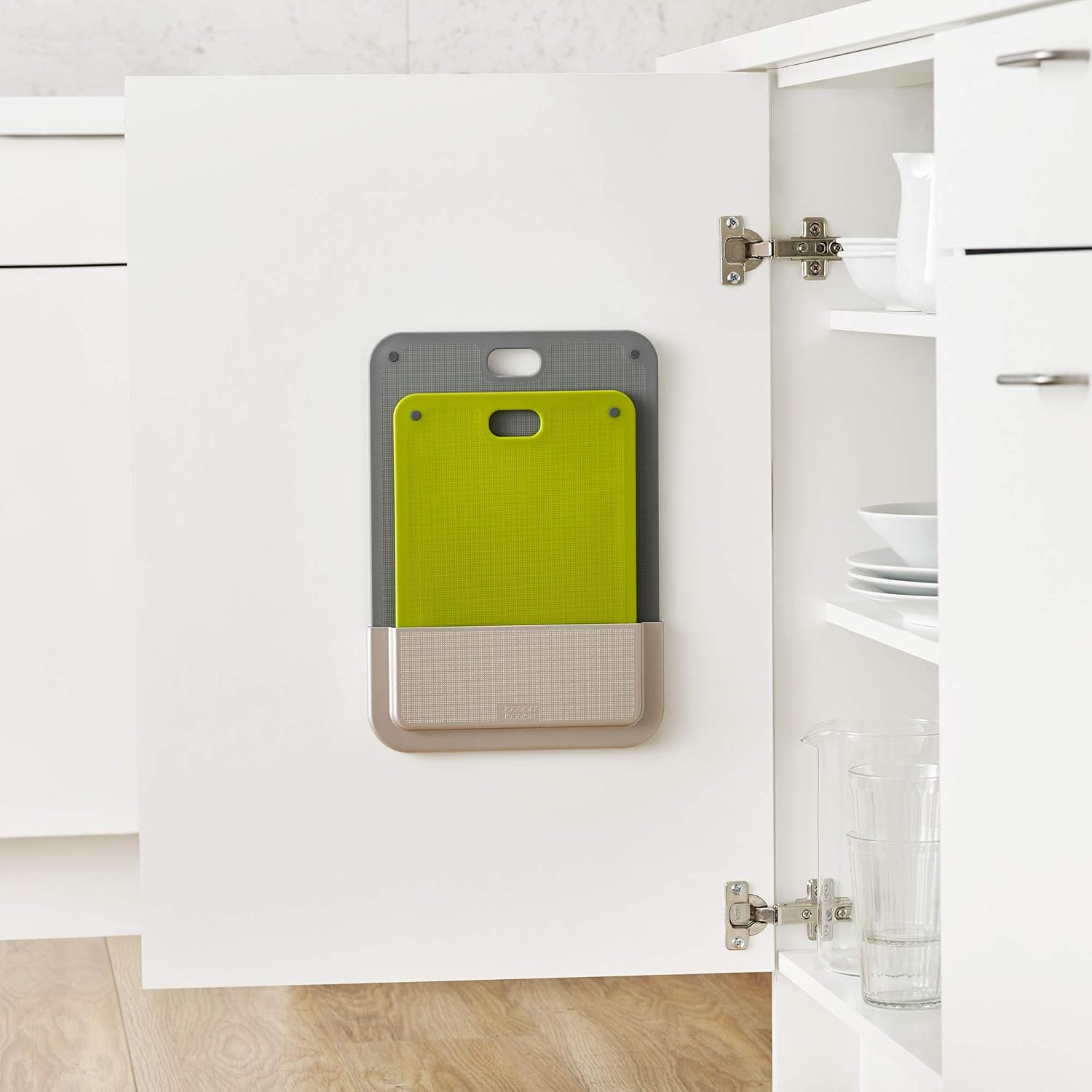 Bеѕt Cуbеr Dеаlѕ 🔥 Joseph Joseph DoorStore Chop Cutting Board Set with Storage Case 3M Adhesive Wall and Cabinet Door Mount, 2-Piece, Multicolored