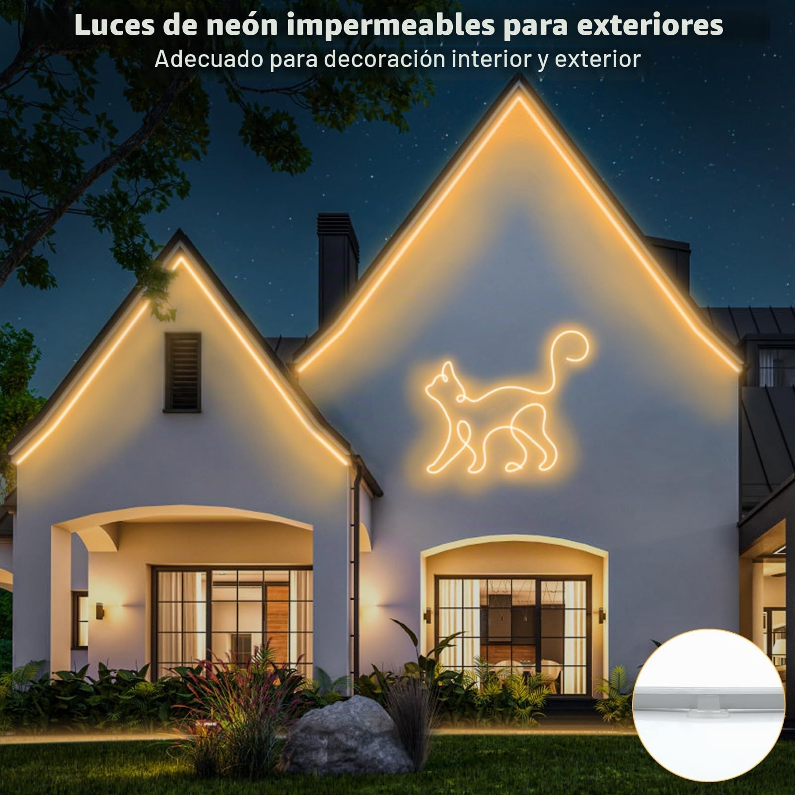 Tira de luces LED de neón de 20 m, 24 V, regulable, 2700 K, luz blanca cálida, silicona, flexible, con temporizador, IP67, resistente al agua, para casa, cocina, interior y exterior, decoración DIY