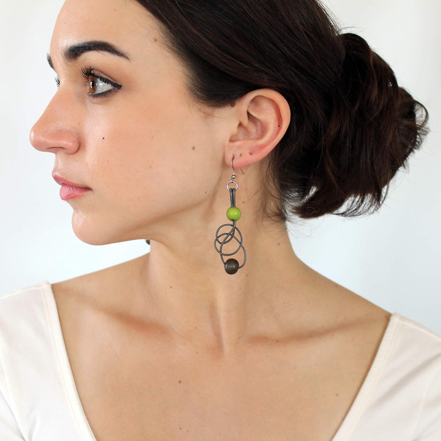 Squiggles Acai Earrings Handmade Fair Trade, Lightweight by Florama Natural Jewelry