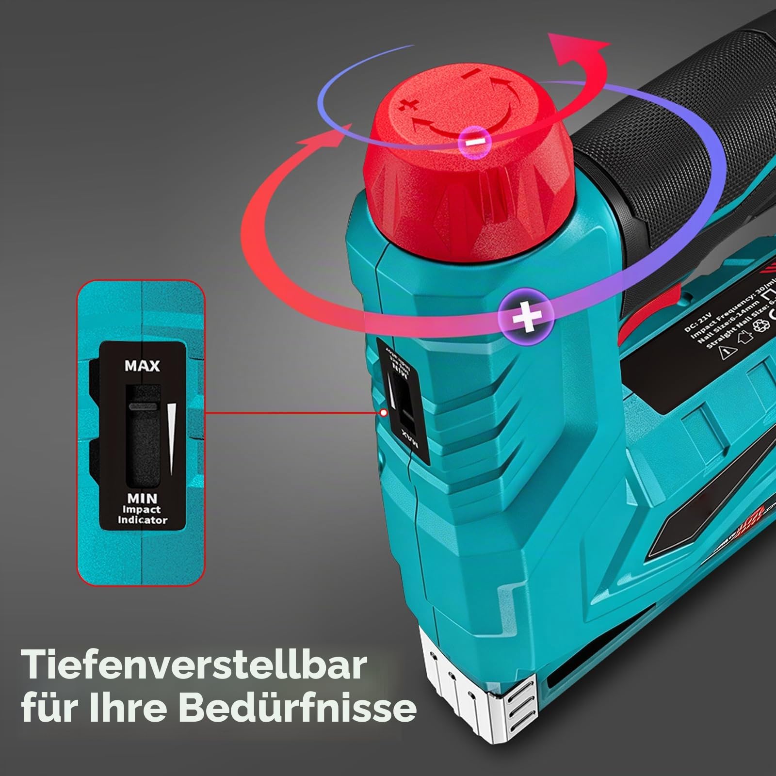 Akku Tacker Nagelpistole Kompatibel mit Makita 18V Lithium-Akku, 100W | Tackerpistole mit 1000 Gerade Nägel und 1000 U-förmige Nägel, Elektro Tacker Elektrotacker (mit 1 Battery)