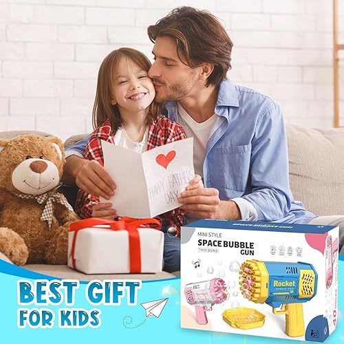 Miniatura 7 de Mini ametralladora de burbujas para niños pequeños, juguetes sopladores de burbujas con luces, más de 4000 burbujas por minuto para niños y niñas,