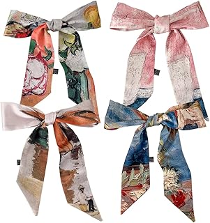 SFBBCLOZ Bandeau Scarf for Bag Purse Scarf for Handbags Headband Scarf for Women Hair Ribbons for Women Handbag Scarf Hair Scarf Skinny Scarf Silk Ribbon Scarf Neck Scarf for Women 4 Pack 04