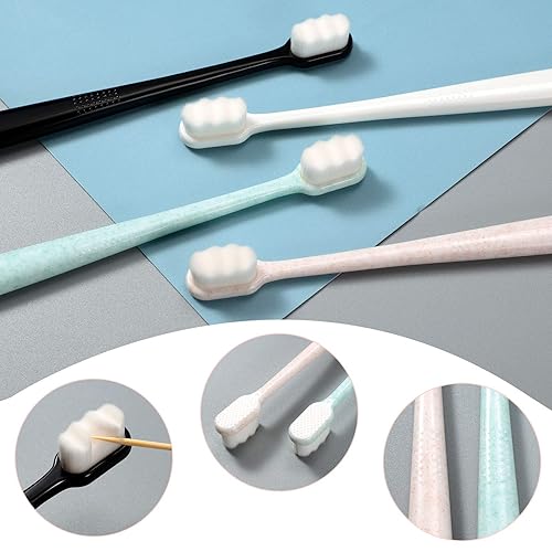 Miniatura 10 de 4 cepillos de dientes extra suaves para encías sensibles, cepillo de dientes de cerdas suaves 20000 cepillo de dientes micro nano manual para encías