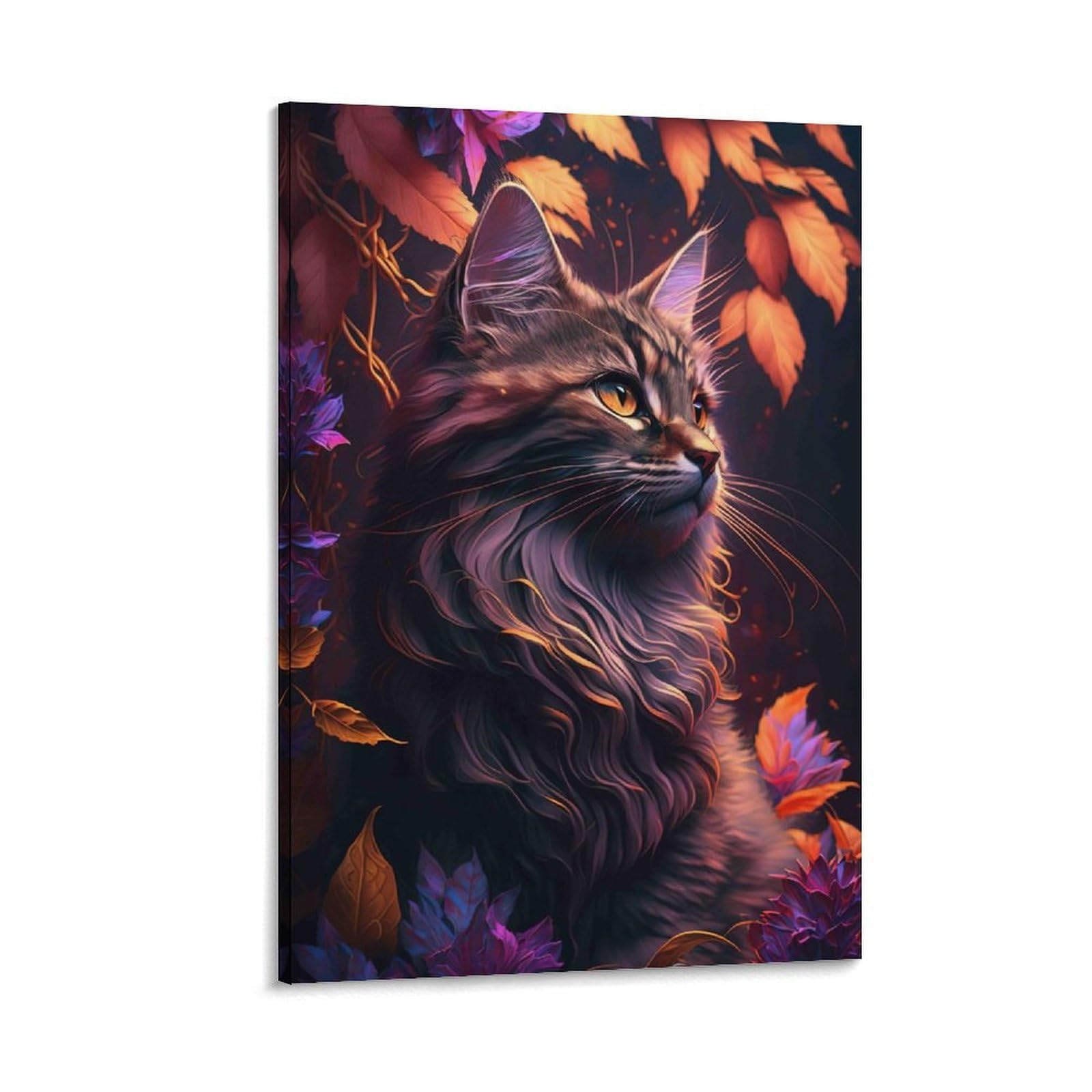 DHBANEIOK Fantasy Cat Portrait Wall Decor Poster Giclee Canvas Prints Modern Wall Art Picture Wall Hanging for Living Room Home Decorations 12x18inch(30x45cm)
