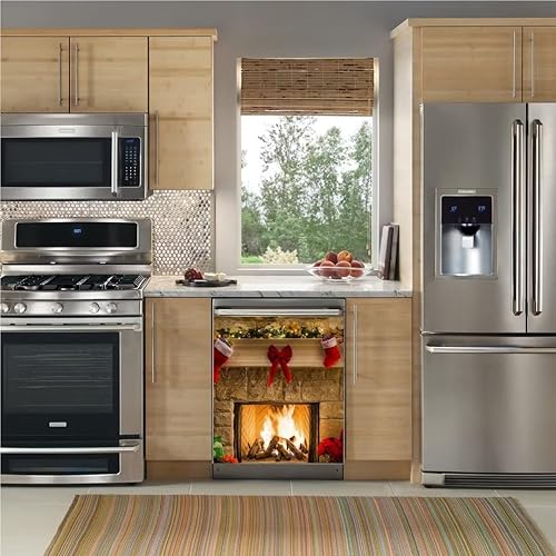 Miniatura 6 de JAJO Calcomanía magnética de vinilo con cubierta magnética de vinilo para chimenea de Navidad, decoración del hogar, 23 x 26 pulgadas (Navidad06)