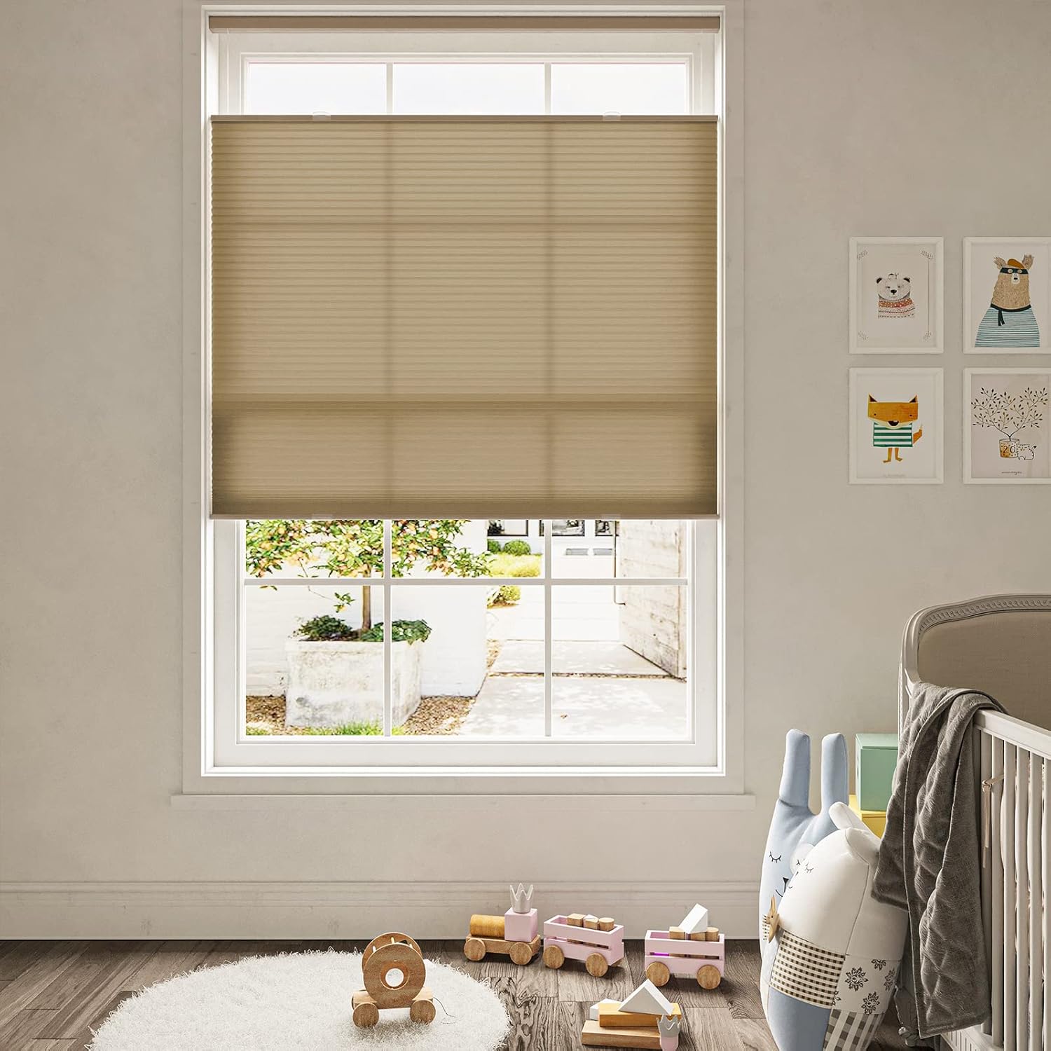 Keego Top Down Bottom Up Window Blinds Cordless Light Filtering Shades for Home-Custom Cut to Size Noise Cancelling Window Shades & Blinds for Windows Kitchen Bedroom Office (Khaki, 33" W x 44" H)