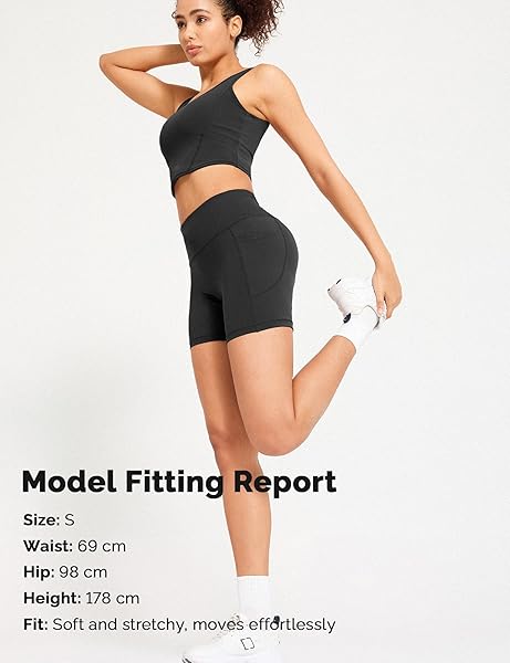Yogaration Short de Sport Femme Taille Haute, Short Running avec Poches, Legging Court Push up sans Couture, Shorts de Sport Anti Frottement Opaque Pilates Fitness Gym - 5