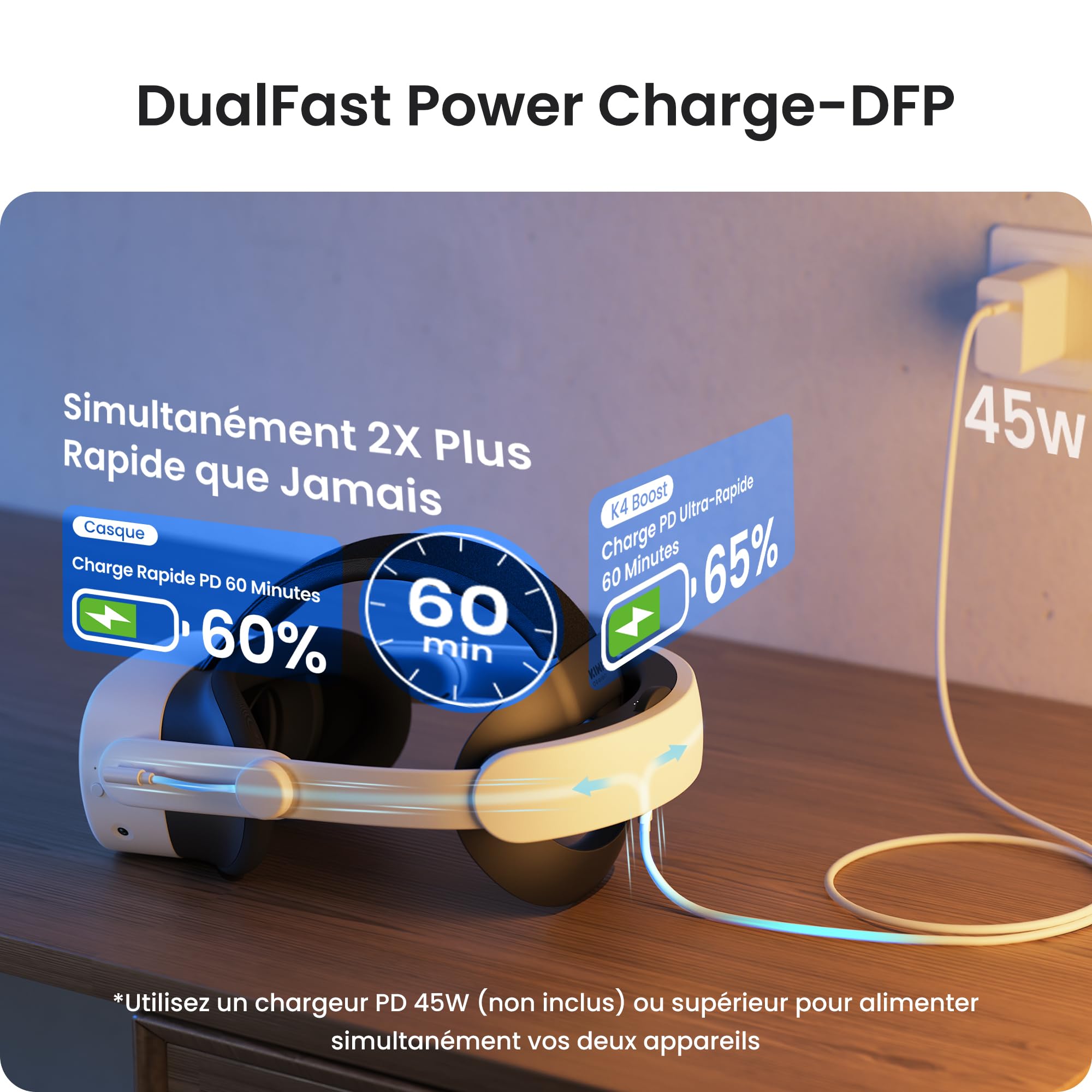 KIWI design K4 Boost Sangle de Tête avec Batterie de Confort Compatible avec Meta Quest 3/Quest 3S
