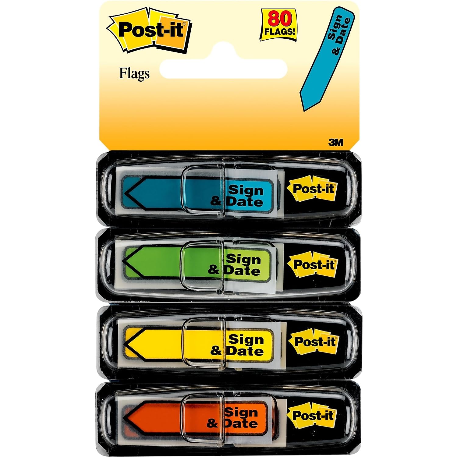 Post-it (R) sign-and-date Nachricht Flaggen, verschiedene helle Farben, 1/2in, 80 Stück
