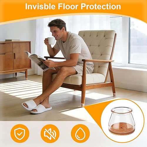 Miniatura 4 de Ansible 36 Pack Protectores de Patas de Silla para Pisos de Madera Dura, Fundas de Silicona y Fieltro, Almohadillas, Tapas, Protegen los Pies de