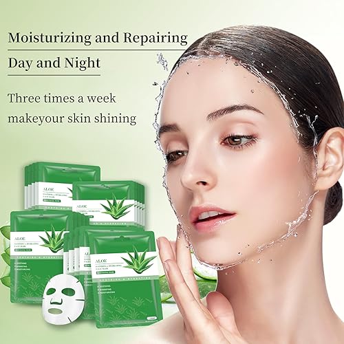 Miniatura 3 de Mascarillas faciales para el cuidado de la piel, máscara de hojas de aloe vera, mascarillas hidratantes, mascarilla facial calmante para todo tipo
