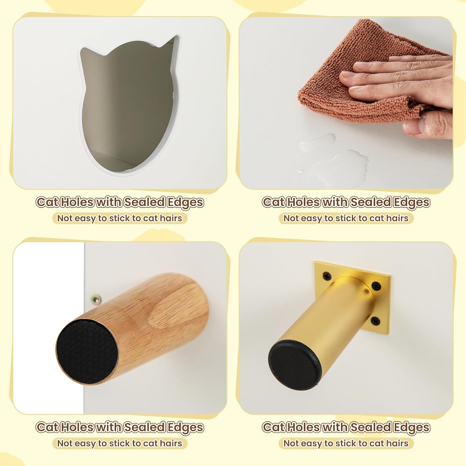 PETSITE Double Cat Litter Box Enclosure, 43 Inch Modern Dual Cat Hidden Litter Box with Double Rooms, Scratching Board, and 2 Sisal Scratching Mats, Indoor Wooden Kitten House End Side Table (White)