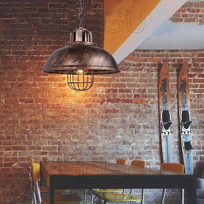 iDEGU iDEGU Hanglamp E27 kroonluchter industriële plafondlamp Ø 33 cm zwart vintage hanglamp voor woonkamer, keuken, restaurant, café en bar (Z roest - 33 cm) photo 3