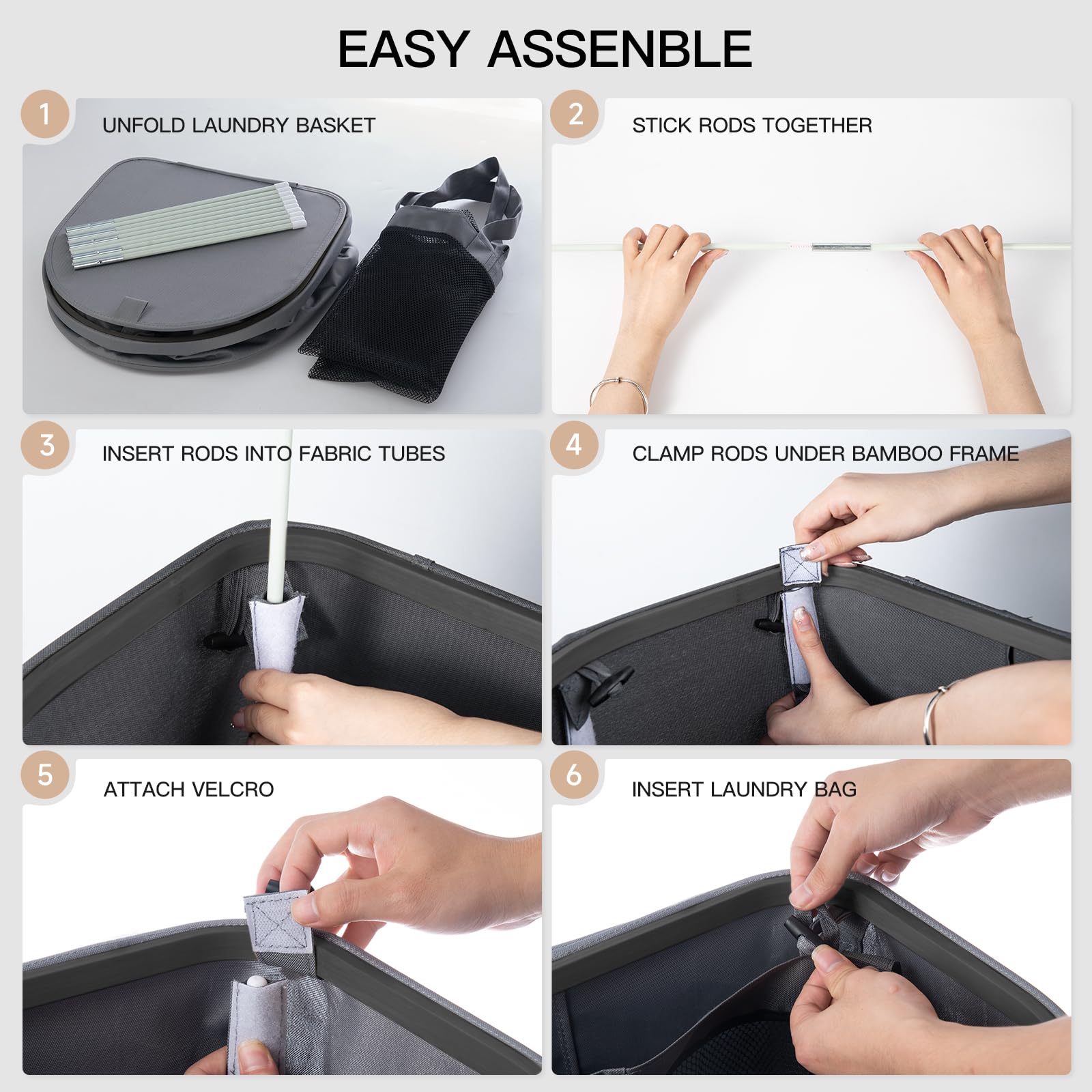 Juego de 2 cestas para la ropa sucia con tapa, 140 L, gran capacidad, con 2 compartimentos para clasificar la ropa sucia, 4 bolsas interiores extraíbles, cestas para Laundry y fácil de