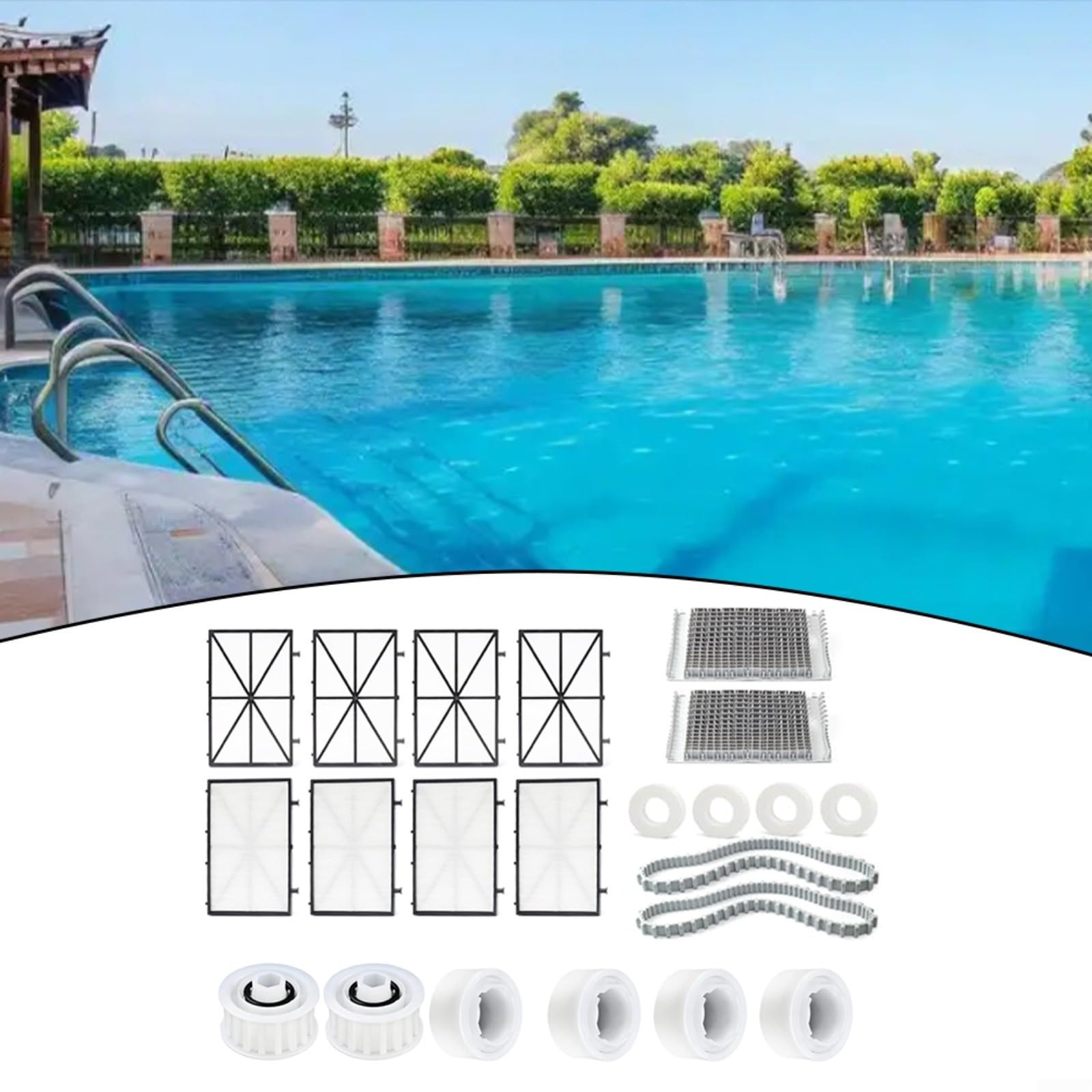 ZYNCUE Kit de mantenimiento para limpiador robótico Dolphin, piezas de repuesto con paneles de filtro, cepillos, anillos de arrastre, pistas, ruedas