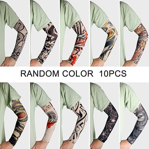 Miniatura 2 de Mangas de brazo de tatuaje paquete de 10 tatuajes temporales falsos para hombres y mujeres mangas de tatuaje protección solar UV para actividades y