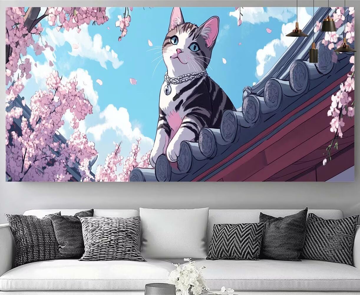 Fleur diamond painting chat XXL 80x240cm anti-stress pour loisirs adultes - 8