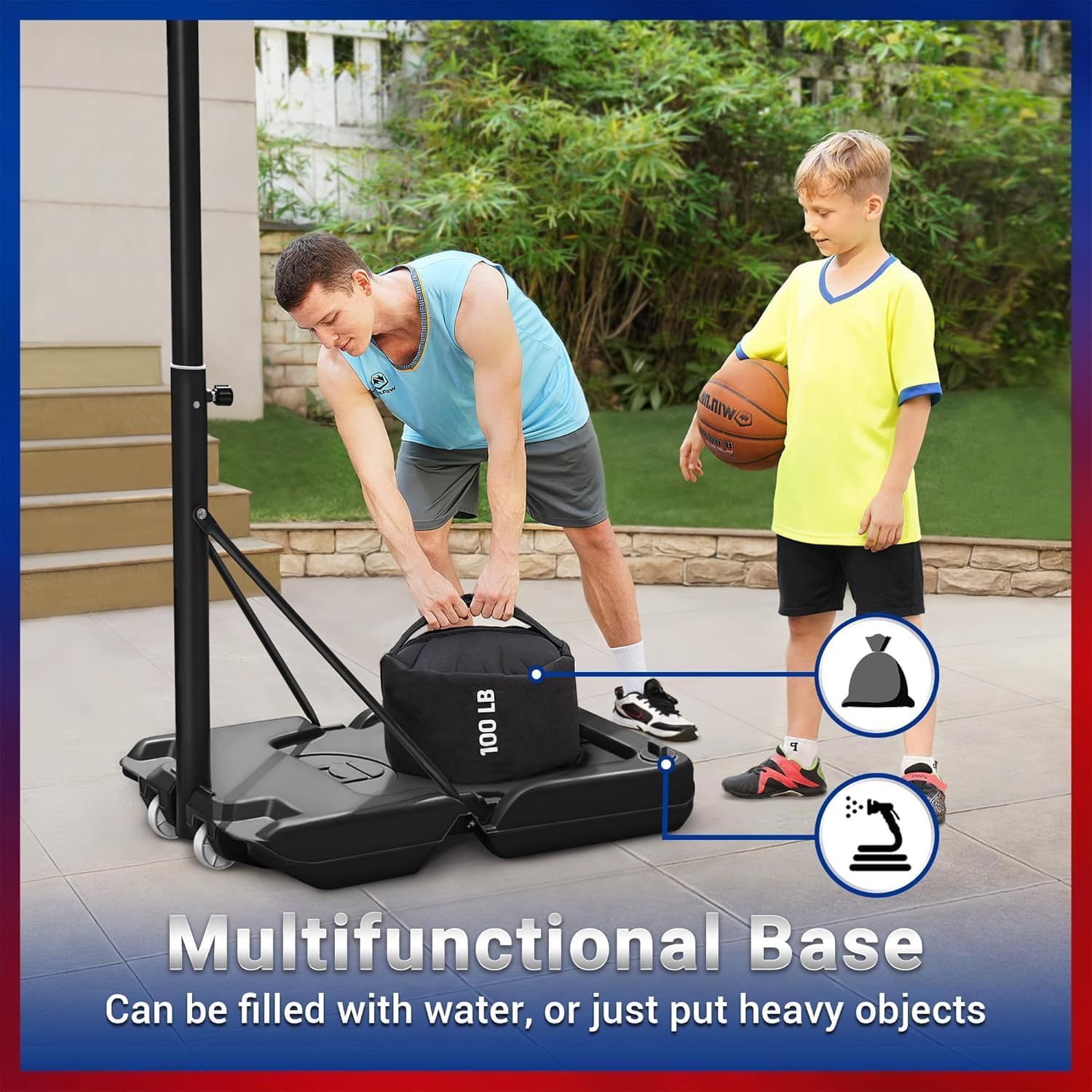 WIN.MAX Basketball Hoop Outdoor 3-10FT Adjustable Height, 29-44Inch Backboard, Swimming Pool Basketball Hoop & Goal for Toddlers/Kids/Adults Indoor