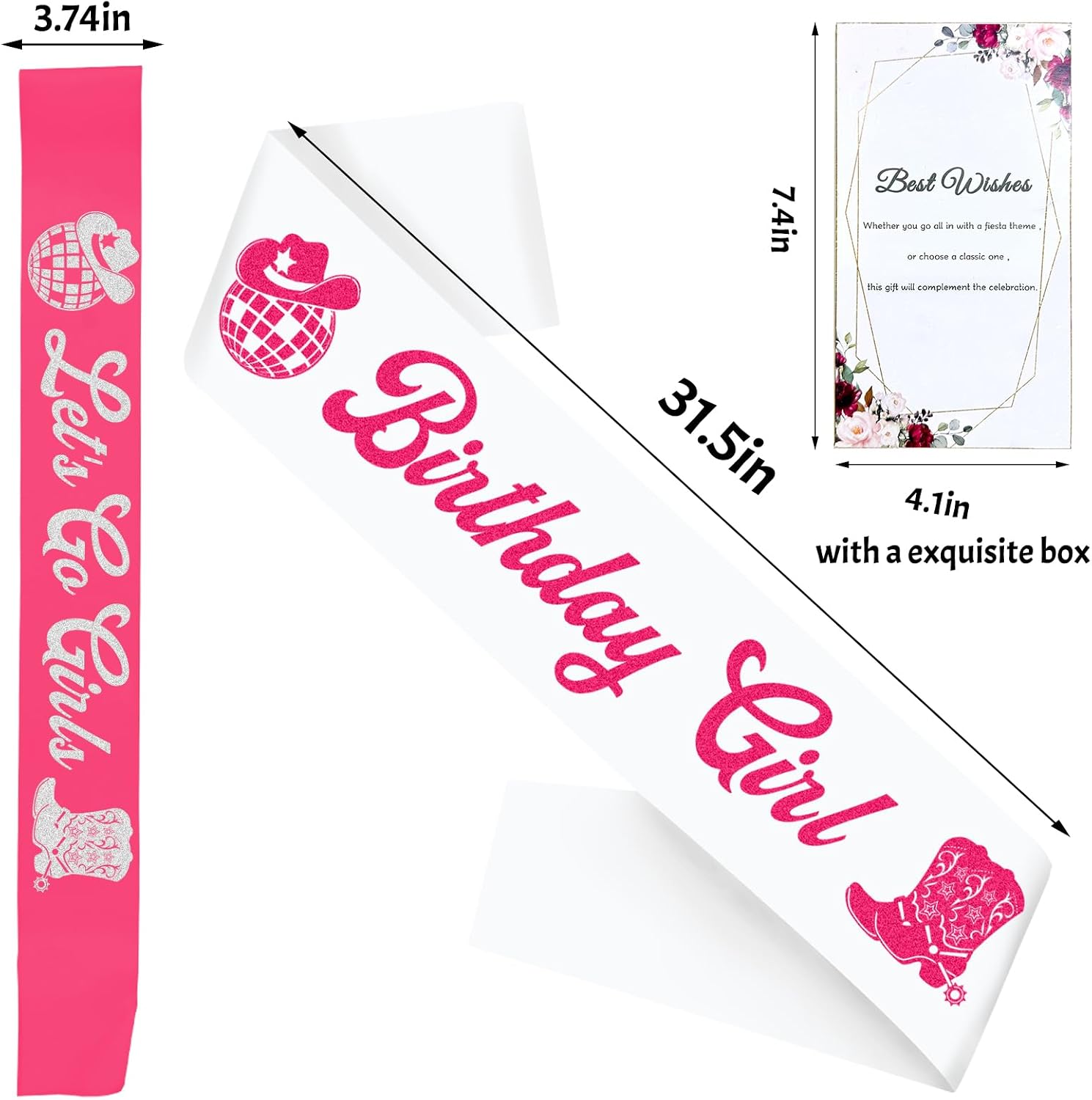 7 Pcs Hot Pink Birthday Girl Sashes for Women, Disco Cowgirl Birthday Squad Sash for Girls Western Cowgirl Theme Rodeo Queen Bday Party Supplies Decorations Gifts Jokes and Favors image 3