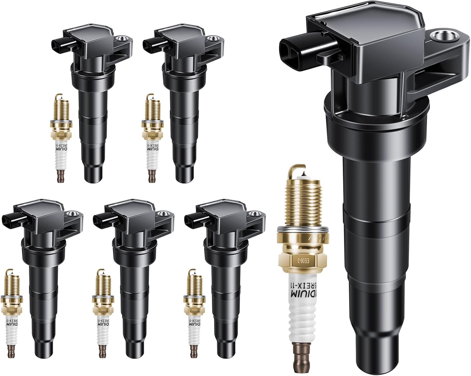 Ignition Coil Pack and Iridium Spark Plugs Set of 6 Compatible with Hyundai Azera Sonata Veracruz Entourage, Compatible with Kia Amanti Optima Rondo Sedona Sorento, Replaces# UF546 3184