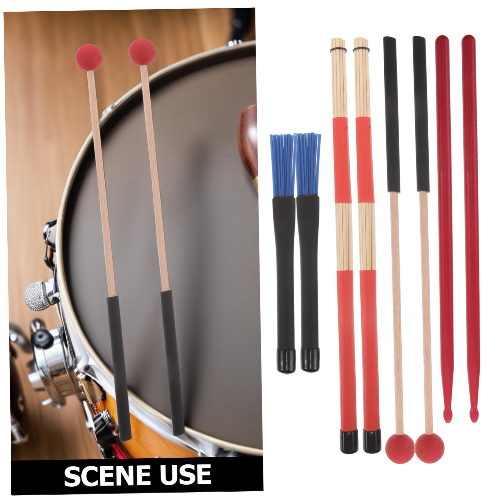 ERINGOGO wymiana szczotki bębnowej zestaw pałeczek perkusyjnych Zastępca podumia torba na perkusję obudowa Drumstick Organizator Drumstick Narzędzia perkusyjne tkanina drewniana Red
