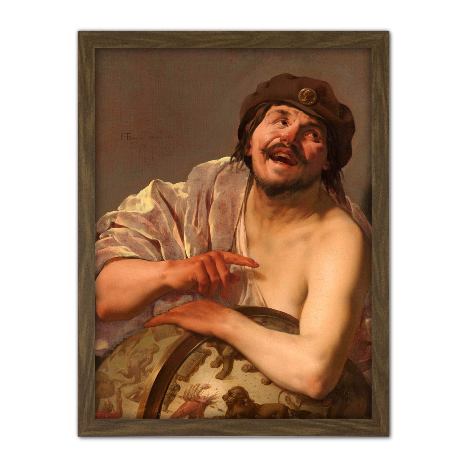 Artery8 Hendrick Ter Brugghen Democritus Painting Artwork Framed Wall Art Print 18X24 Inch