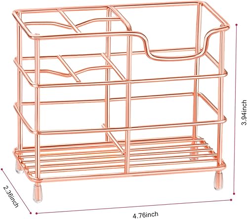 Miniatura 4 de HBlife Soporte pequeño para cepillos de dientes para baño, 5 ranuras oro rosa acero inoxidable accesorios organizador para espacios pequeños