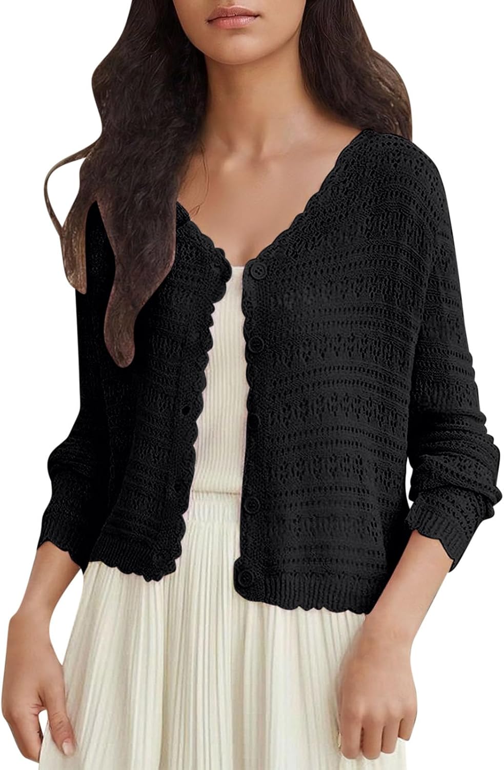 Femmes Cardigan à Col En V, Manches Chauve-souris, Fente