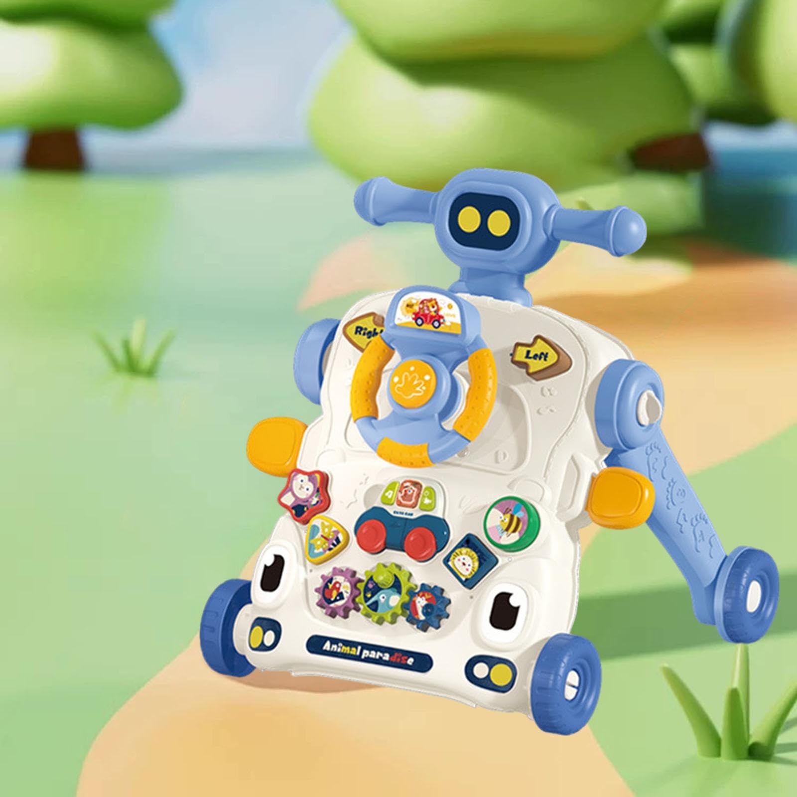 para Bebés Y Niños Pequeños, Juguete para Aprender a Caminar, Juguete de Aprendizaje Temprano, Juguete de Empuje, Regalo, Juguetes Musicales, Azul