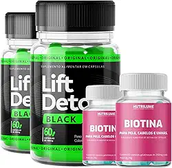 Lift Detox Black Original 60 Caps + Vitamina Cabelo, Pele e Unha (2 Lift Detox + 2 Vitaminas)