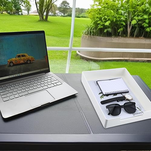 Miniatura 5 de Bandeja organizadora de escritorio rectangular de plástico de 2 piezas, bandeja de cartas de escritorio, bandeja de archivos apilable tamaño carta