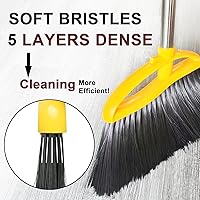 Vista 3 de Escoba de cerdas suaves para interiores, escoba angular con mango largo, escobas de barrido suave para pisos, escoba de cocina