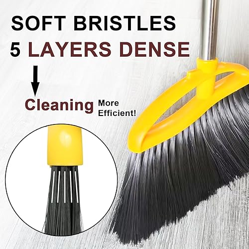 Miniatura 3 de Escoba de cerdas suaves para interiores, escoba angular con mango largo, escobas de barrido suave para pisos, escoba de cocina