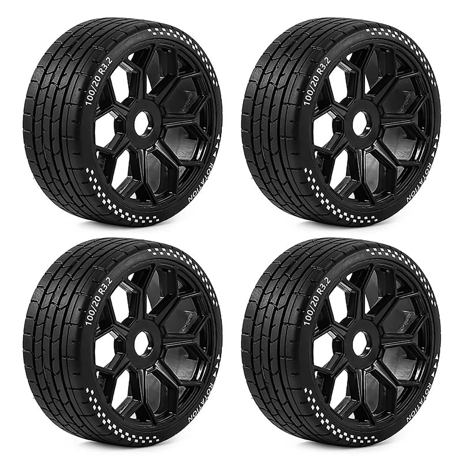 Ruote Degli Pneumatici Per Limitless 6S 1/7 Hong Nor X3GT 1/8 | Auto RC modificano parti riparazione pneumatici autostradali velocità stabile lunga durata strada(Black)