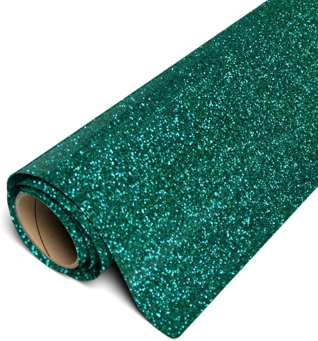 Siser Glitter HTV 11.8"x5ft Roll - Iron on Heat Transfer Vinyl (Emerald)
