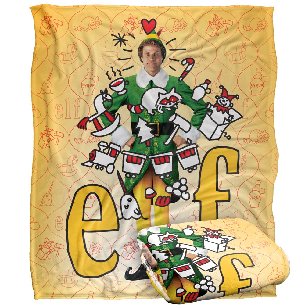 ELF Buddy Doodles Silky Touch Super Soft Throw Blanket 152 x 127 cm