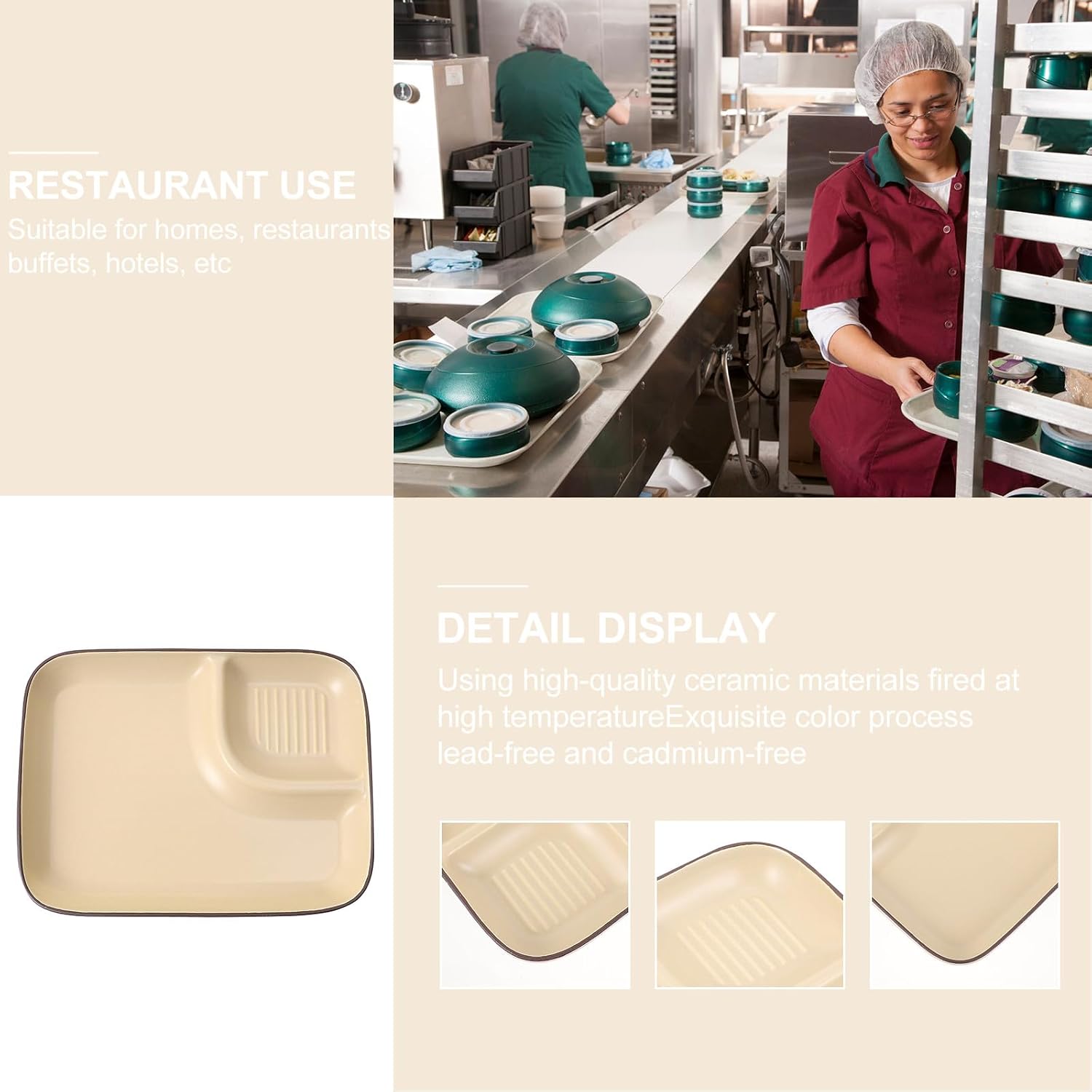 SUPVOX Dumpling Plate with Sauce Compartment, Khaki Porcelain Side Dish Plate, Vinegar Dip Bowl for Home Dining and Appetizers