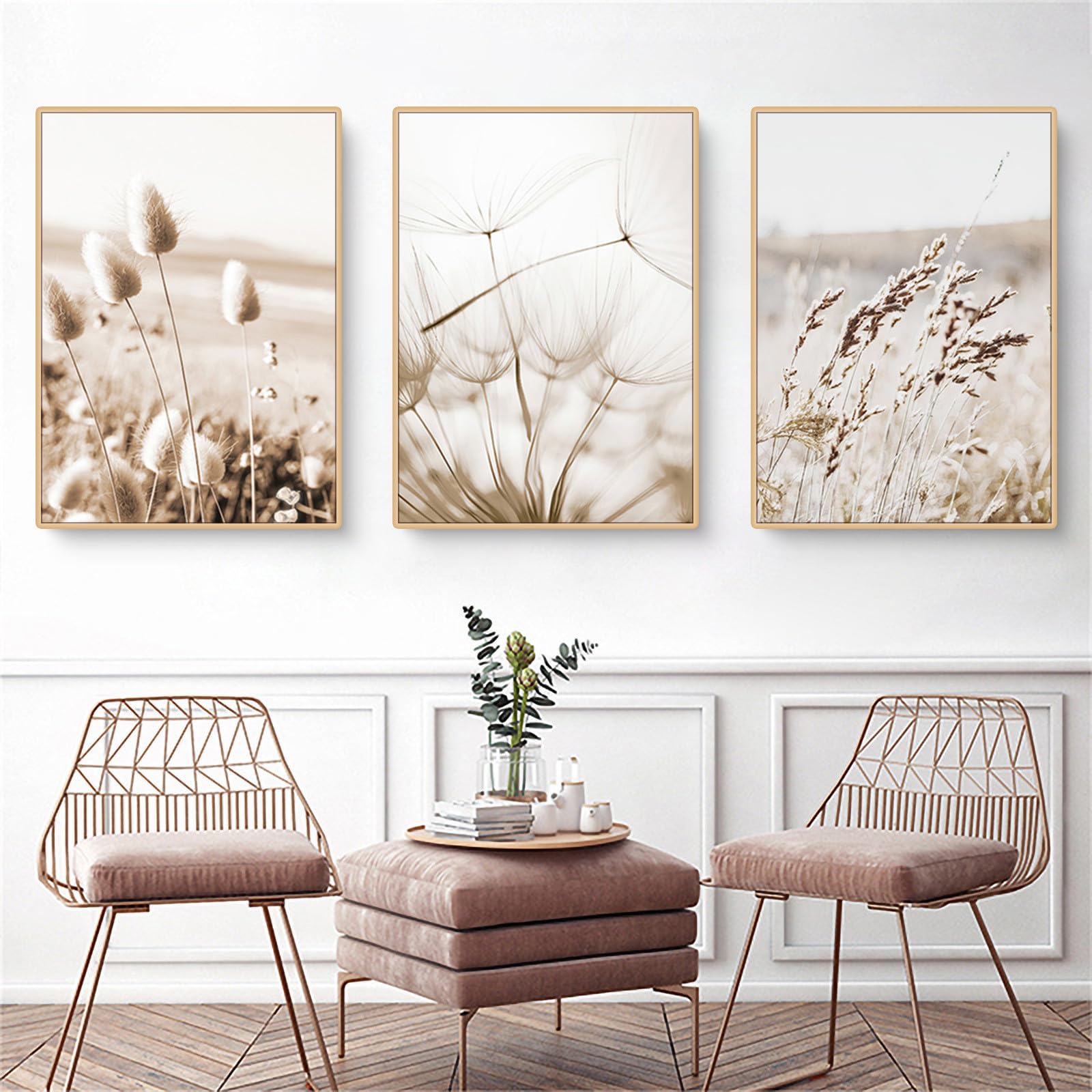 Herfair 3er Set Blumen-Poster Fürs Wohnzimmer: Bunte Leinwandbilder, Stylische Wanddeko Ohne Rahmen - 50x70 Cm