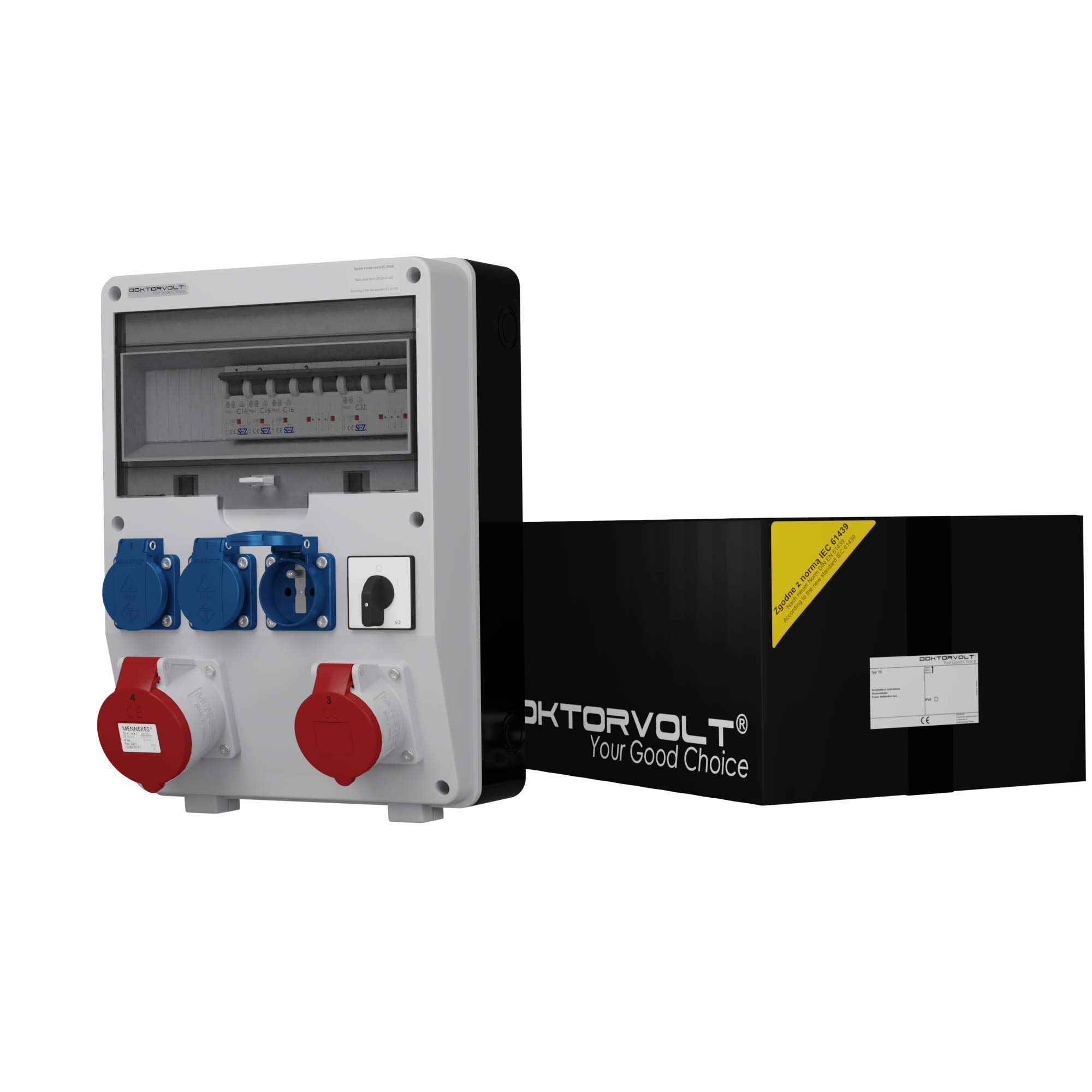Répartiteur mural Doktorvolt 0298 TD-S 32A 16A avec interrupteur 0-1