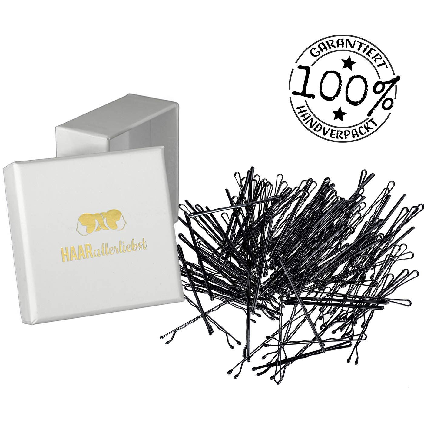 HAARallerliebst Hair Clips (Black, Pack of 50, 5 cm) with Box for Storage (50; Box Colour: White), 50 count (Pack of 1) - Image 3