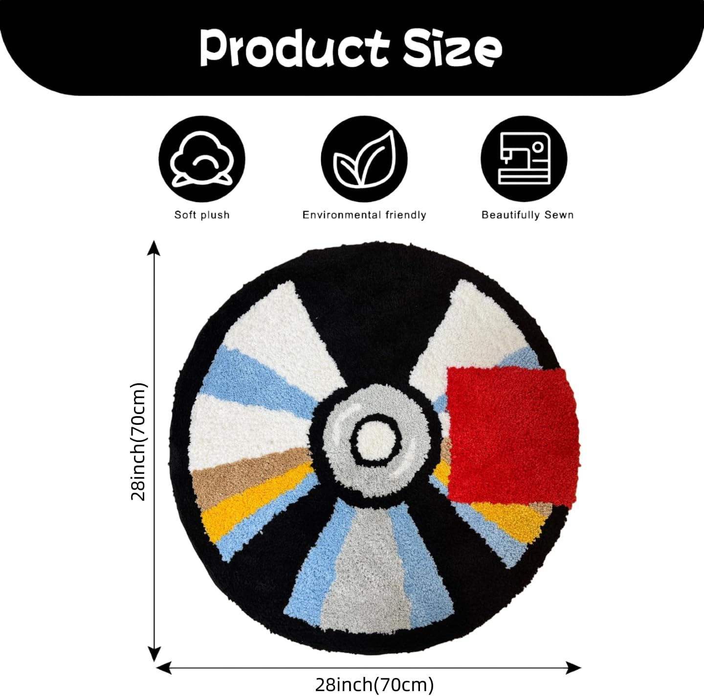 CD Graphic Rug – 28" Cool Y2K Hypebeast Rug for Bedroom & Bathroom, Soft Absorbent Non-Slip Machine Washable Round Area Rug for Kids & Teens, Hypebeast Room Decor (28"x28")