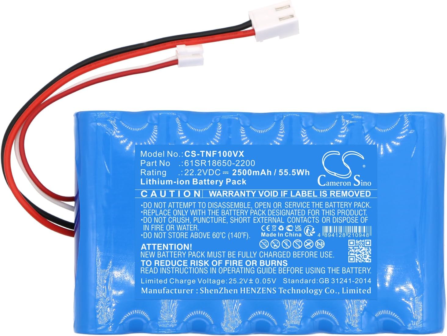 Cameron Sino 2500mAh / 55.5Wh Replacement Battery for Tineco FW020100US, FW15M-01, HF10E-01, iFLOOR IPX4, iFloor Wet Dry Vacuum, 61SR18650-2200, 6ICNMR19-66, 6IRS18650, 6ISR18650-2500