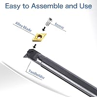 Vista 5 de Juego de brocas para torno - Herramientas de corte para torno de metal 4 piezas con mango de 1/2" portaherramientas girables barras de aburrimiento
