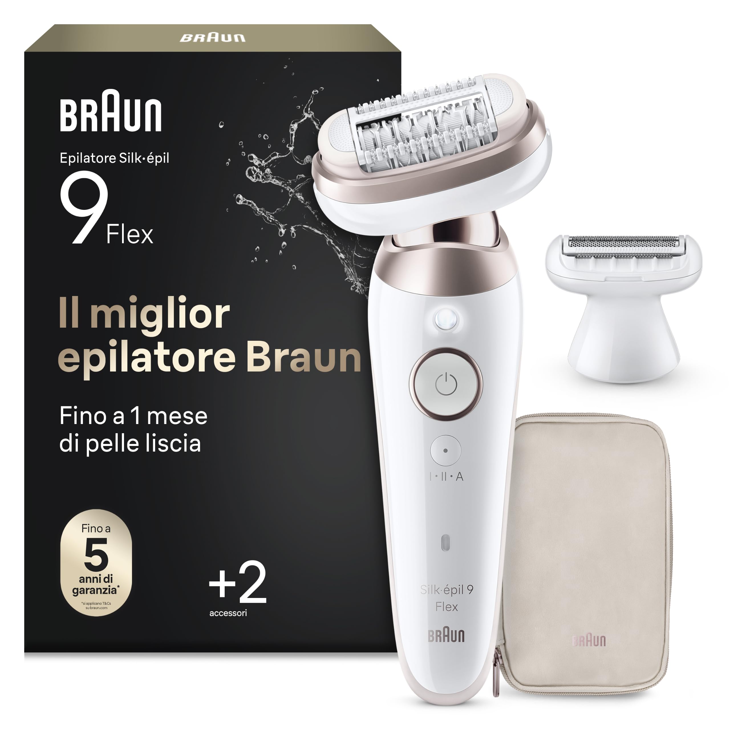 Braun Silk-Épil 9 Flex Epilatore Elettrico Donna, Rasoio Elettrico Donna con Testina Flessibile a 360° per Epilazione Semplice, Wet & Dry, Pelle Liscia a Lungo, Idea Regalo, 9-030 3d, Bianco/rosa