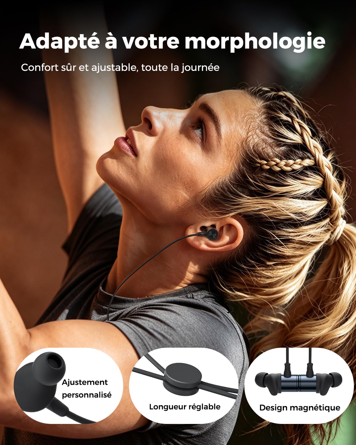 truefree HD-200 Écouteurs Bluetooth in-Ear Tour de Cou Magnétiques, Casque Bluetooth 6.0, 11mm Double Aimant, Son 360°, Appels IA Clairs, 20h Autonomie, IP67 Étanche, Mode Jeu, Double Connexion