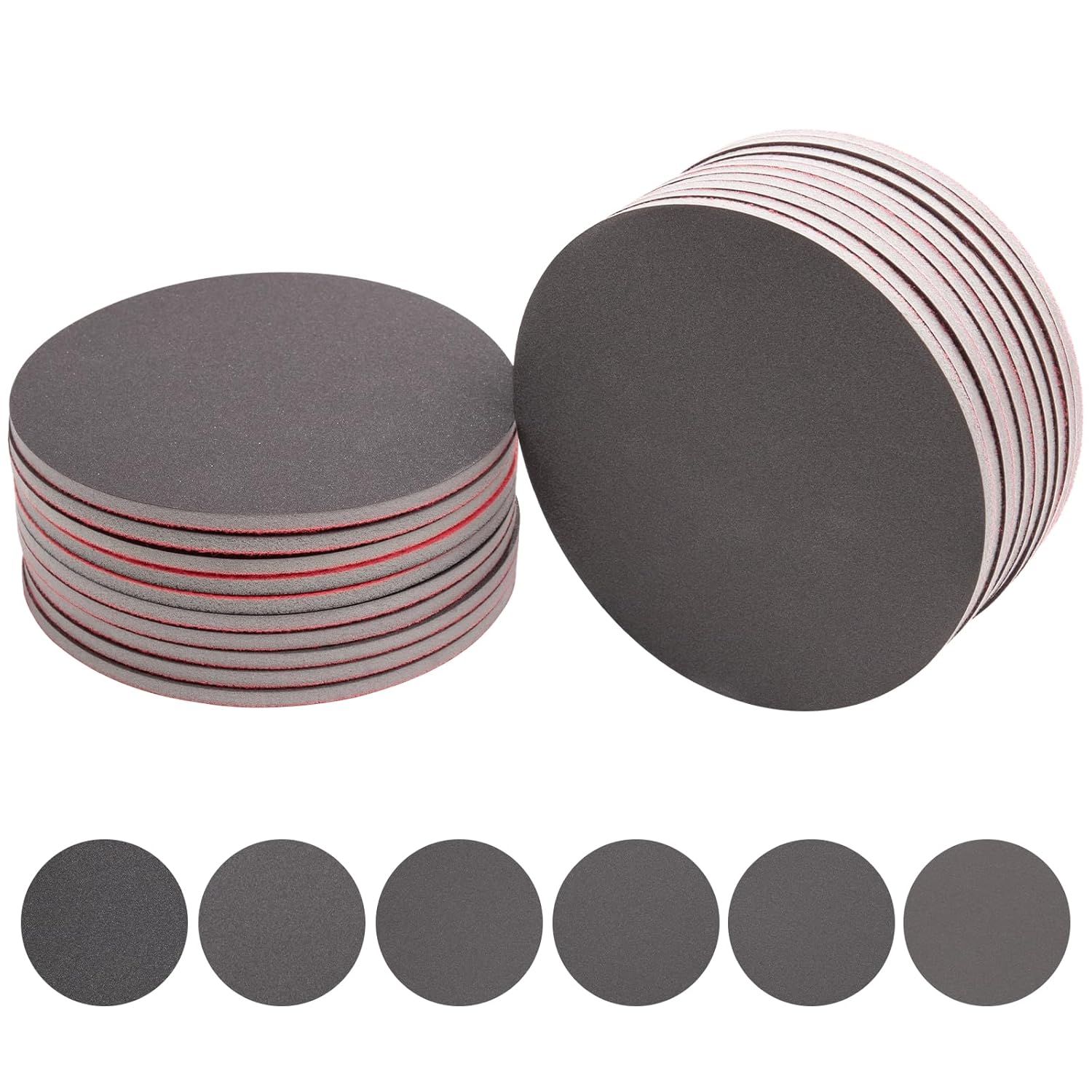 20Pcs 800 Grit 6 Inch Sanding Discs Hook and Loop, Round No Hole Sandpaper Discs, Wet/Dry Foam Sanding Pads for Headlight Restoration, Wood, Stone, Plastic Polishing (800Grit, 800, Coarse)