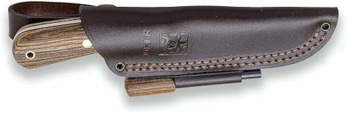 Miniatura 8 de Joker Cuchillo de caza Montañero CV134, mango de lona Micarta, hoja Sandvik 14C28N, funda de cuero negro, herramienta de pesca, caza, camping y